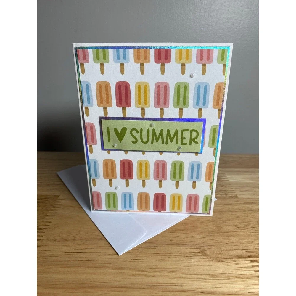 Handmade Summer Blank Greeting Card A2 & Envelope